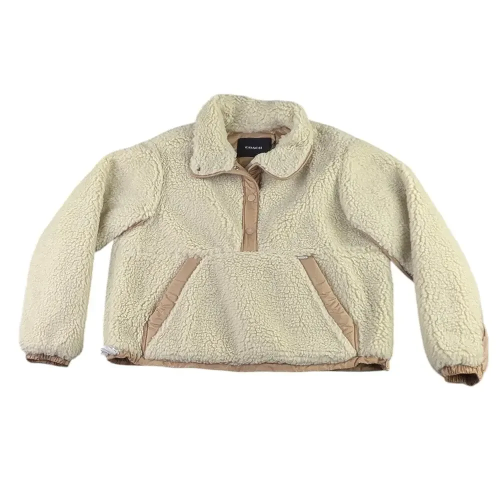 Coach Sherpa Pullover Jacket Cream Tan NWT $598 Size Large  F300